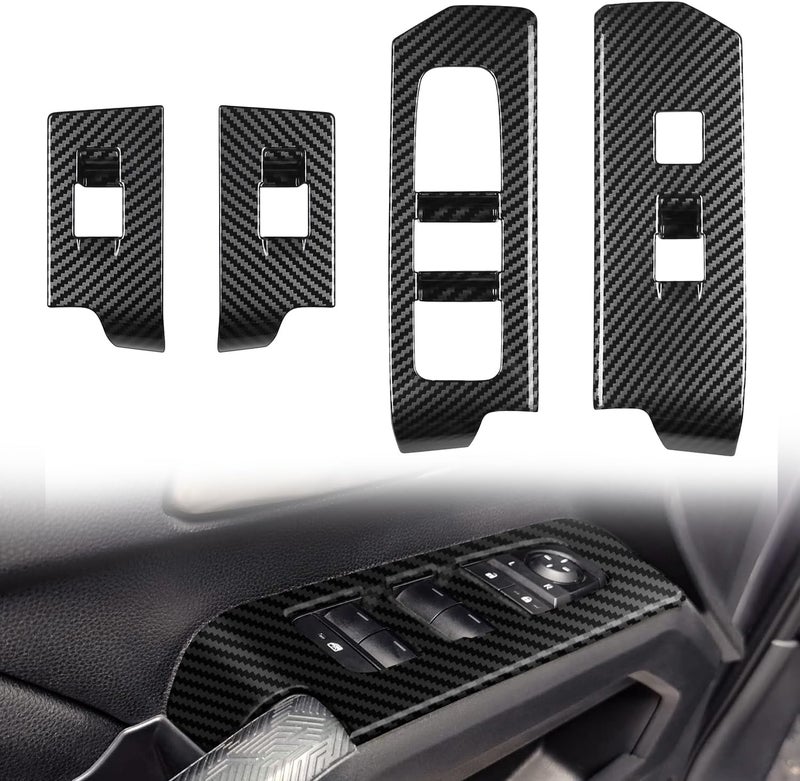 Treesiche Store Window Lift Control Switch Button Decorative Panel Cover Fit for 4Runner 2025 2026 SR SR5 TRD Limited/Platinum (Carbon Fiber) 4PCS 4Runner Accessories - Image 1